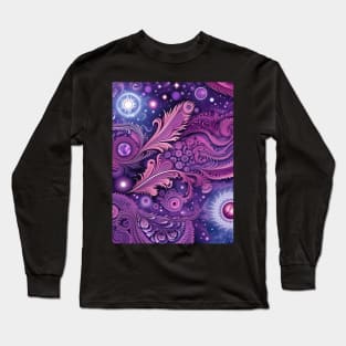 Other Worldly Designs- nebulas, stars, galaxies, planets with feathers Long Sleeve T-Shirt